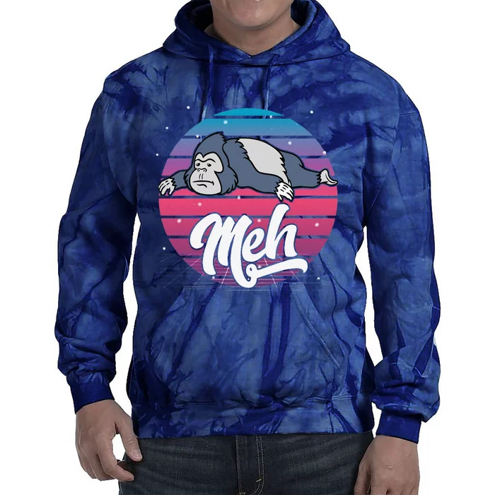 Aesthetic Vaporwave Japanese Otaku Meme Meh Gorilla Gift Tie Dye Hoodie