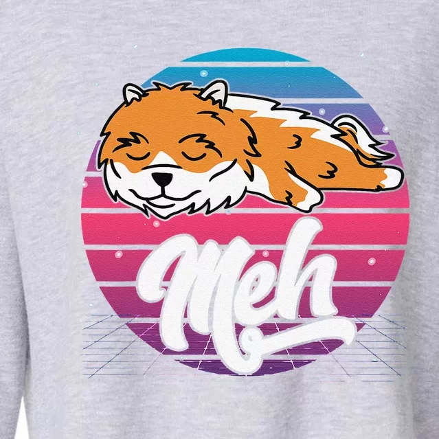 Aesthetic Vaporwave Japanese Otaku Meme Pomeranian Dog Meh Cropped Pullover Crew