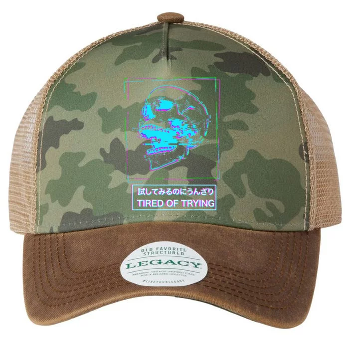 Aesthetic Vaporwave Japanese Tired Of Trying Futurism Legacy Tie Dye Trucker Hat