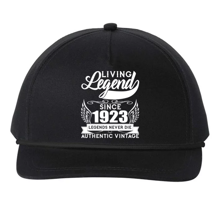 Authentic Vintage Living Legend Since 1923 Legends Never Die 100th Birthday Snapback Five-Panel Rope Hat