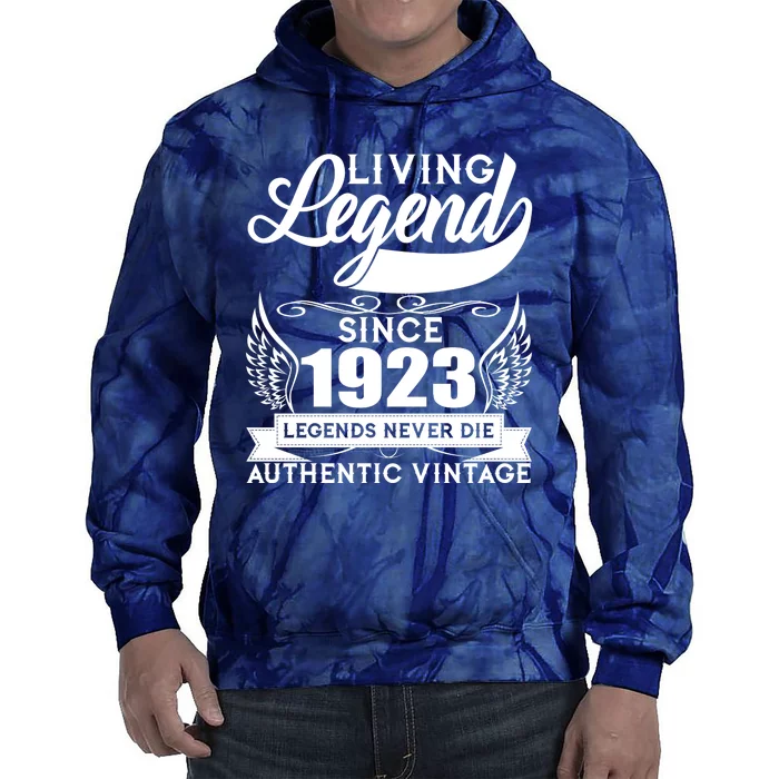 Authentic Vintage Living Legend Since 1923 Legends Never Die 100th Birthday Tie Dye Hoodie