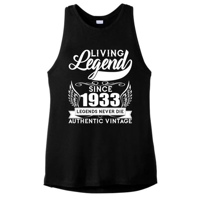 Authentic Vintage Living Legend Since 1933 Legends Never Die 90th Birthday Ladies Tri-Blend Wicking Tank