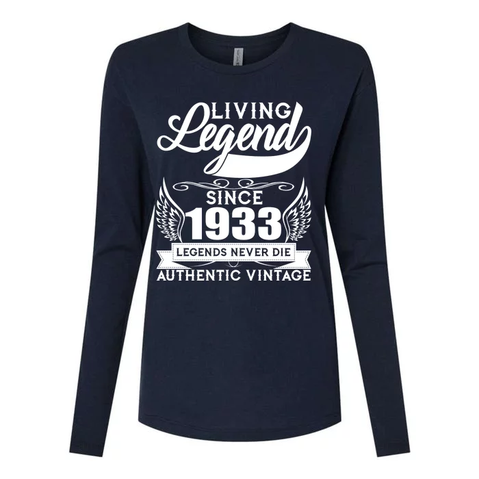 Authentic Vintage Living Legend Since 1933 Legends Never Die 90th Birthday Womens Cotton Relaxed Long Sleeve T-Shirt