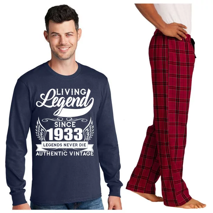 Authentic Vintage Living Legend Since 1933 Legends Never Die 90th Birthday Long Sleeve Pajama Set