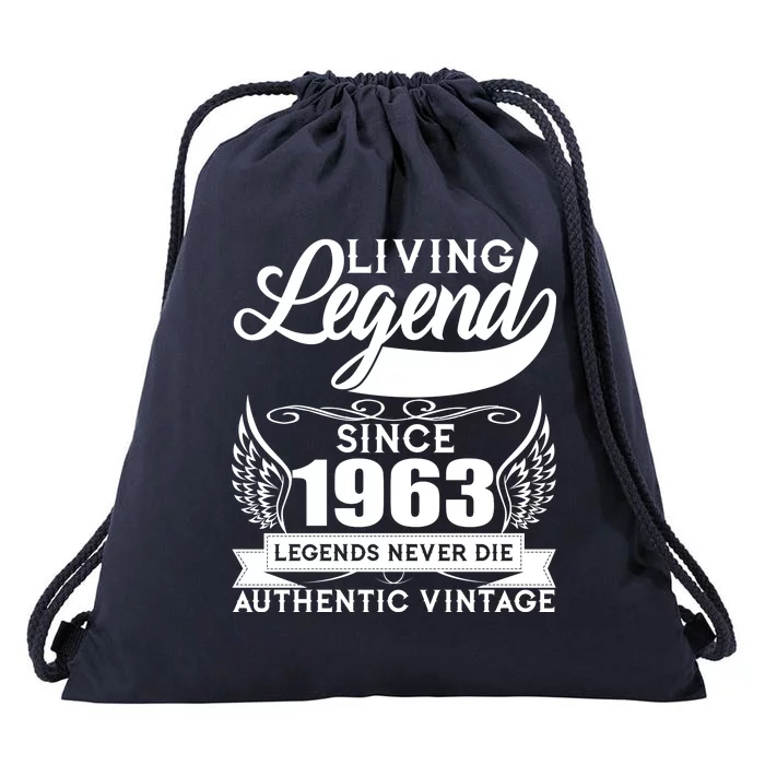 Authentic Vintage Living Legend Since 1963 Legends Never Die 60th Birthday Drawstring Bag