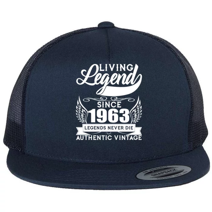 Authentic Vintage Living Legend Since 1963 Legends Never Die 60th Birthday Flat Bill Trucker Hat