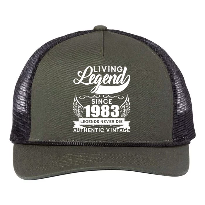 Authentic Vintage Living Legend Since 1983 Legends Never Die 40th Birthday Retro Rope Trucker Hat Cap