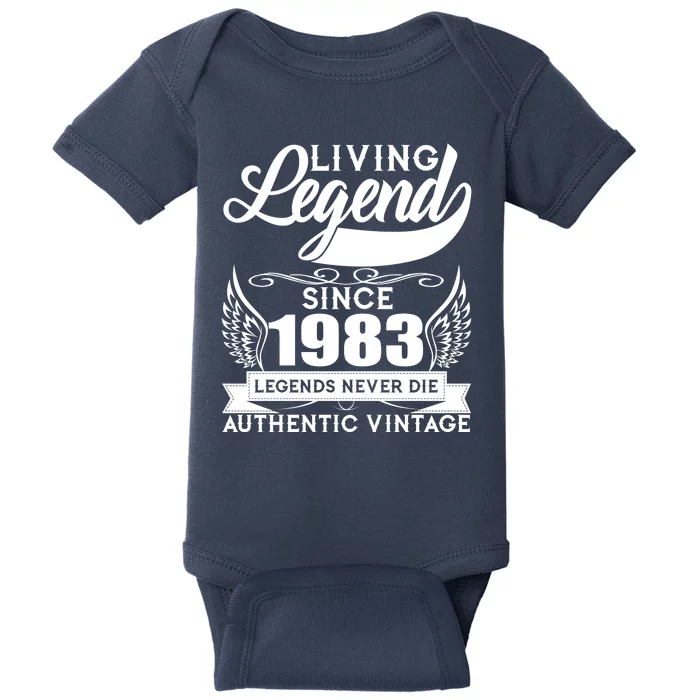 Authentic Vintage Living Legend Since 1983 Legends Never Die 40th Birthday Baby Bodysuit