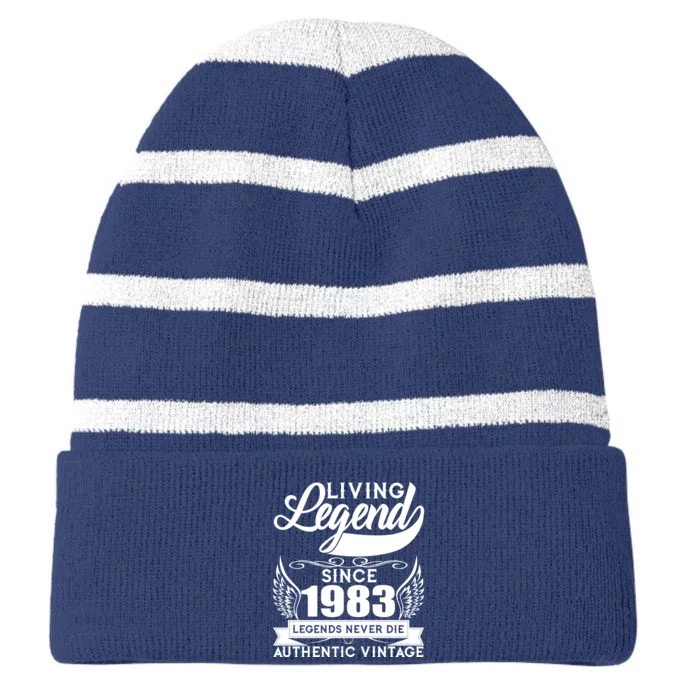 Authentic Vintage Living Legend Since 1983 Legends Never Die 40th Birthday Striped Beanie with Solid Band