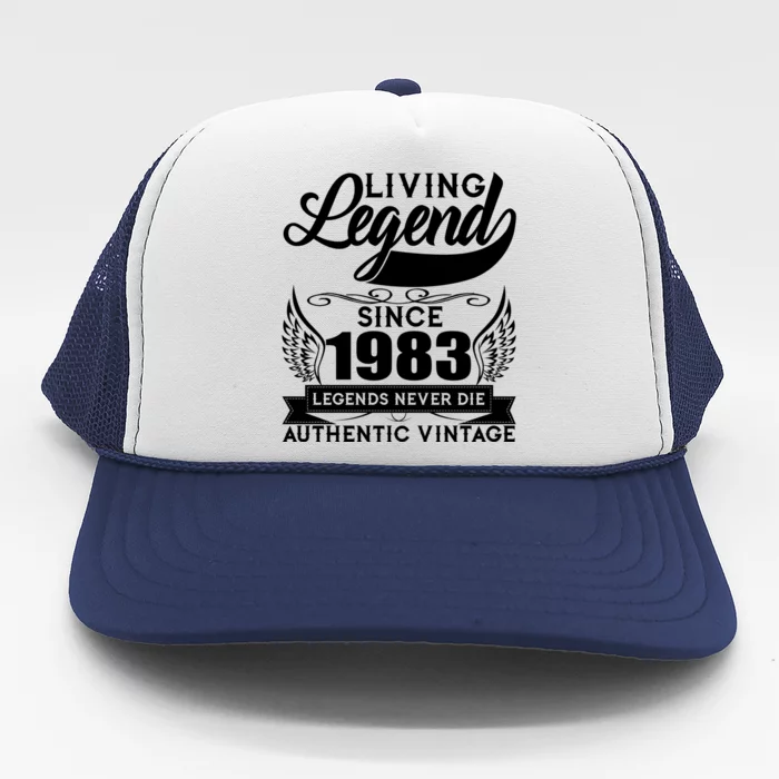 Authentic Vintage Living Legend Since 1983 Legends Never Die 40th Birthday Trucker Hat