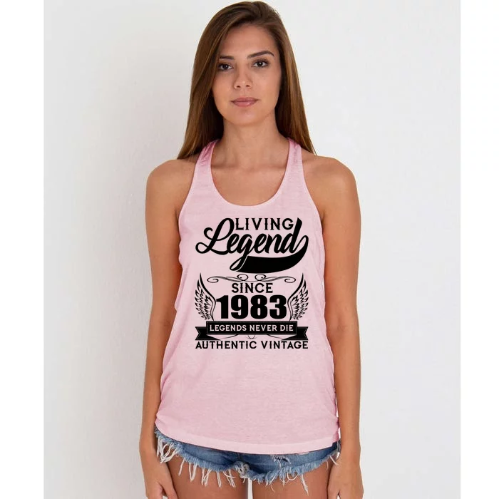 Authentic Vintage Living Legend Since 1983 Legends Never Die 40th Birthday Women's Knotted Racerback Tank