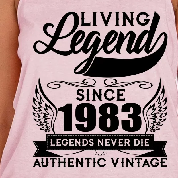 Authentic Vintage Living Legend Since 1983 Legends Never Die 40th Birthday Women's Knotted Racerback Tank