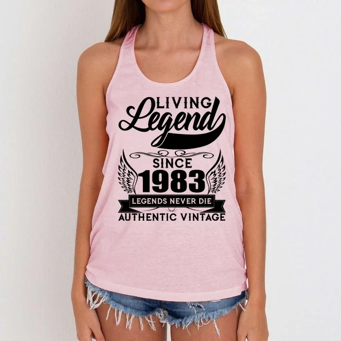 Authentic Vintage Living Legend Since 1983 Legends Never Die 40th Birthday Women's Knotted Racerback Tank