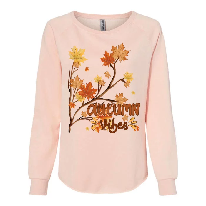 Autumn Vibes Leaves Cozy Womens California Wash Sweatshirt