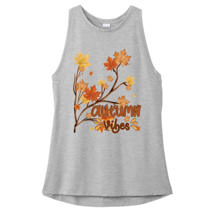 Autumn Vibes Leaves Cozy Ladies Tri-Blend Wicking Tank