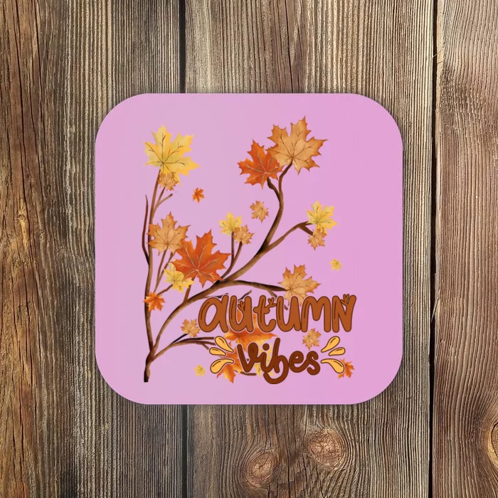 Autumn Vibes Leaves Cozy Coaster