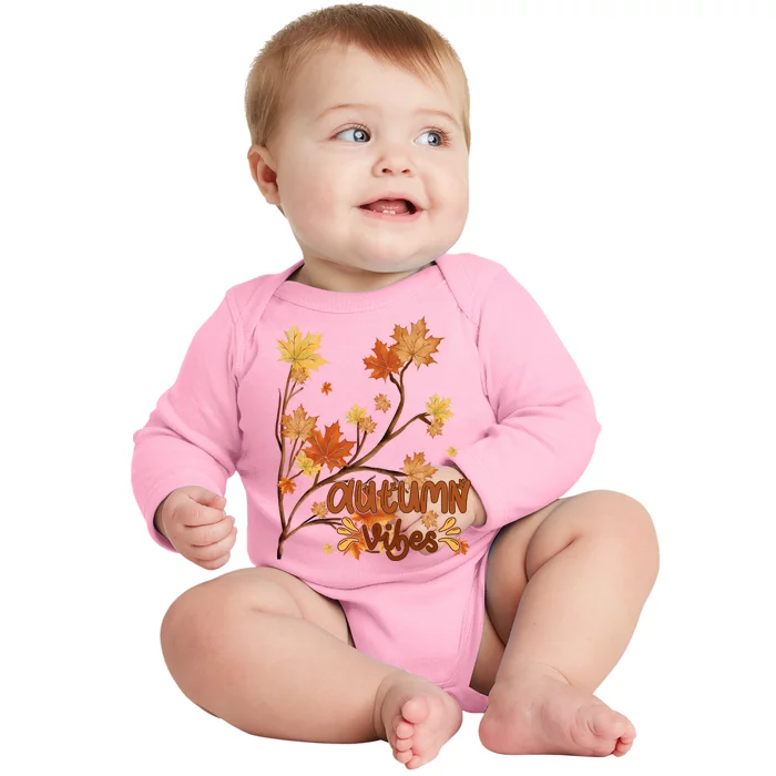 Autumn Vibes Leaves Cozy Baby Long Sleeve Bodysuit