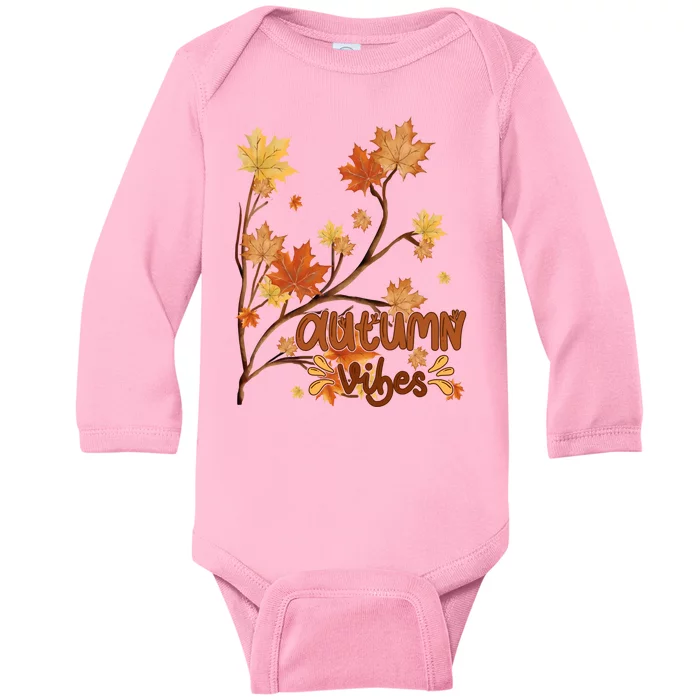 Autumn Vibes Leaves Cozy Baby Long Sleeve Bodysuit