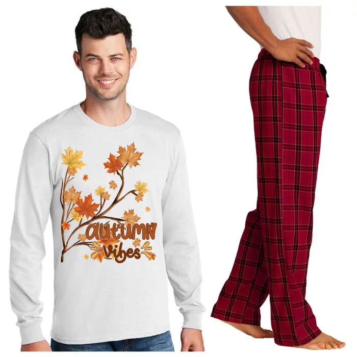 Autumn Vibes Leaves Cozy Long Sleeve Pajama Set