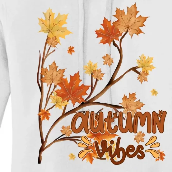 Autumn Vibes Leaves Cozy Women's Pullover Hoodie