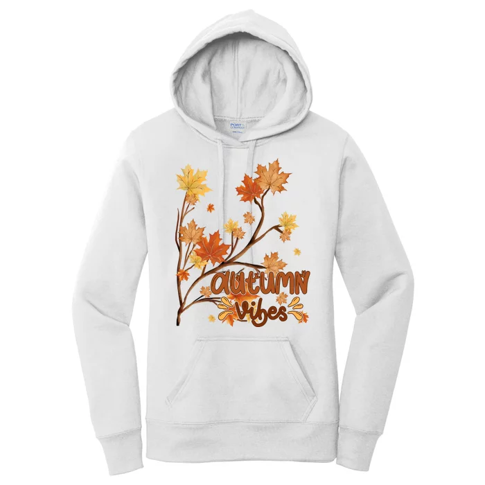 Autumn Vibes Leaves Cozy Women's Pullover Hoodie