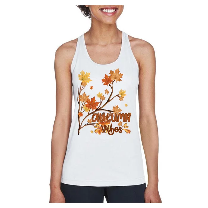 Autumn Vibes Leaves Cozy Women's Racerback Tank