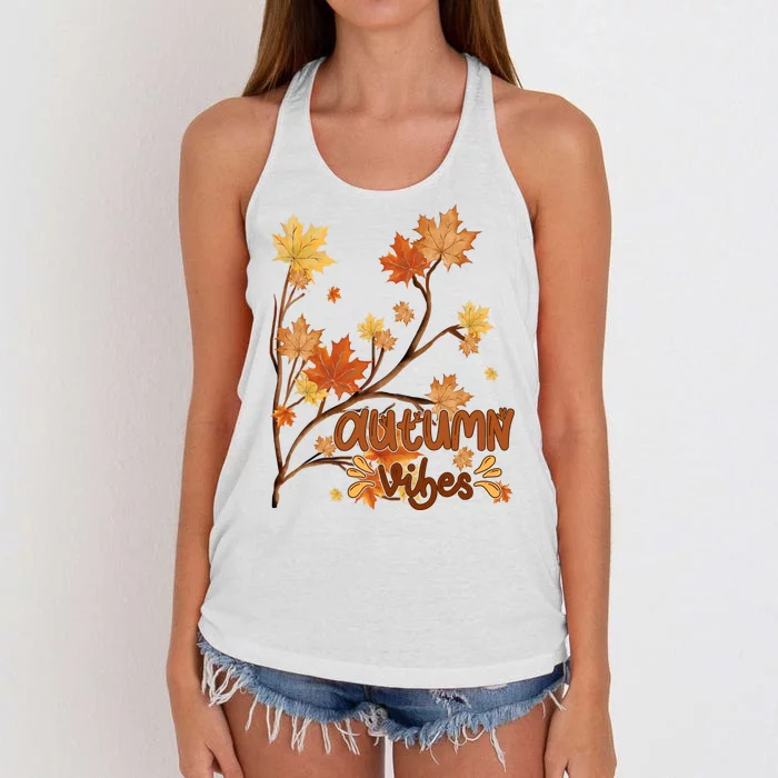 Autumn Vibes Leaves Cozy Women's Knotted Racerback Tank