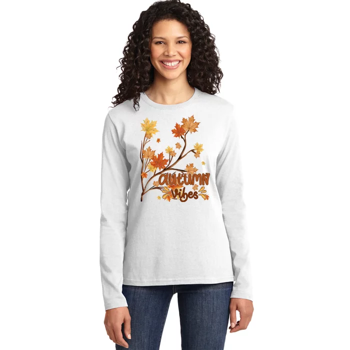 Autumn Vibes Leaves Cozy Ladies Long Sleeve Shirt