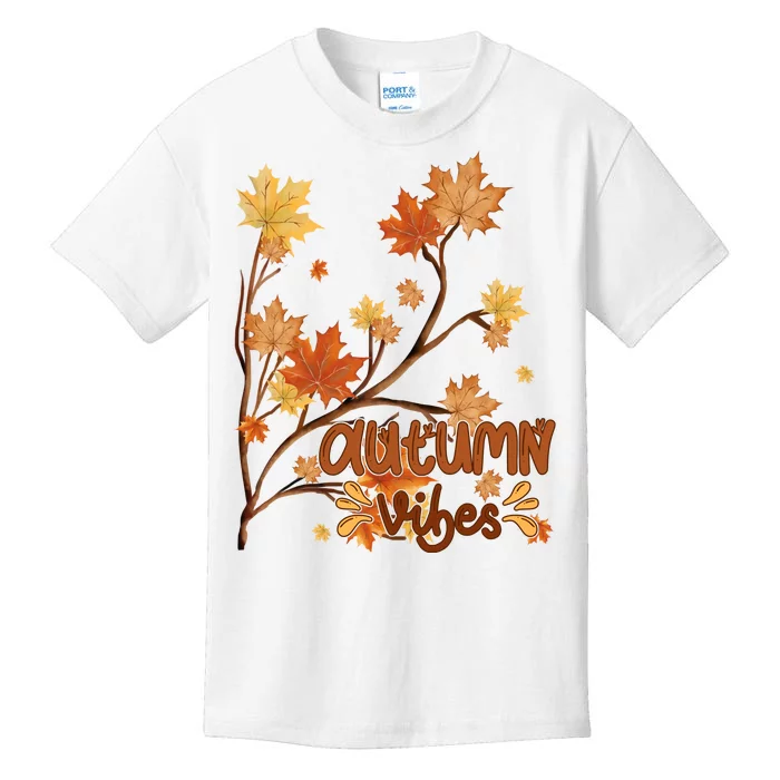 Autumn Vibes Leaves Cozy Kids T-Shirt