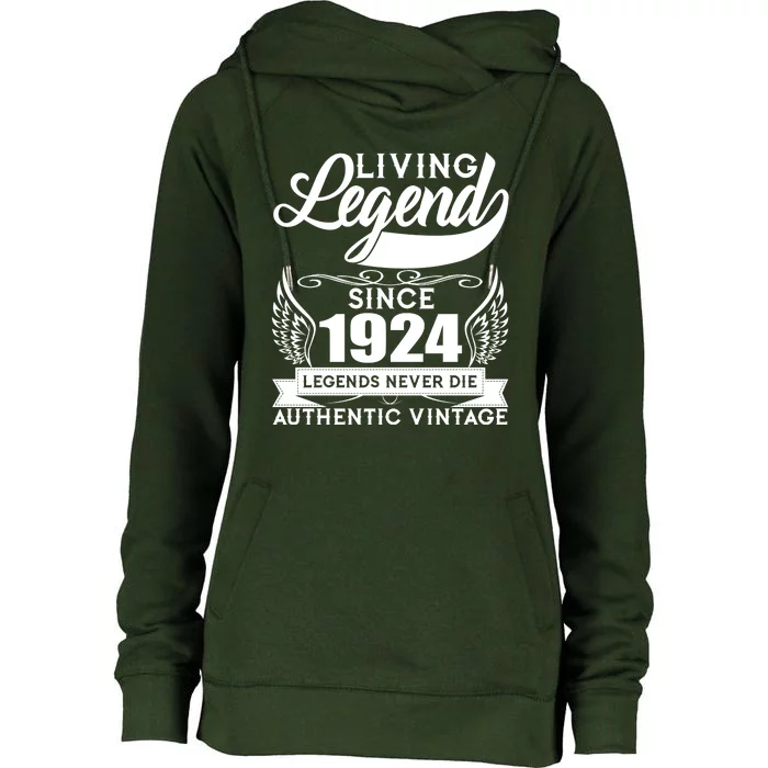 Authentic Vintage Living Legend Since 1924 Legends Never Die 100th Birthday Womens Funnel Neck Pullover Hood