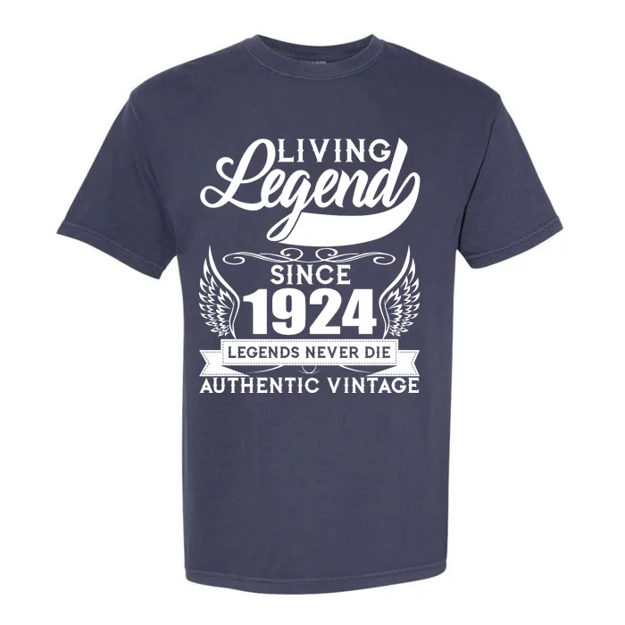 Authentic Vintage Living Legend Since 1924 Legends Never Die 100th Birthday Garment-Dyed Heavyweight T-Shirt