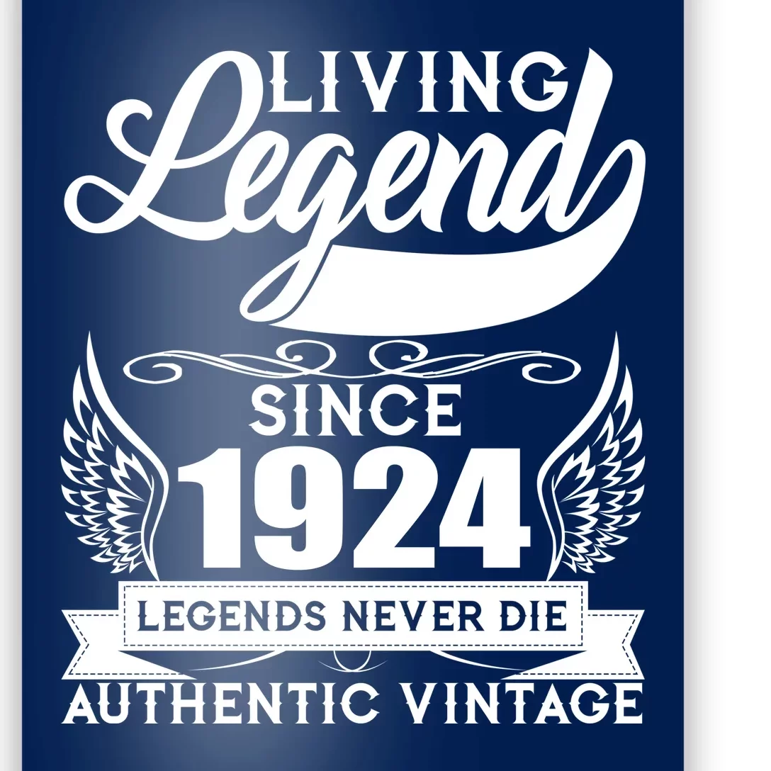 Authentic Vintage Living Legend Since 1924 Legends Never Die 100th Birthday Poster