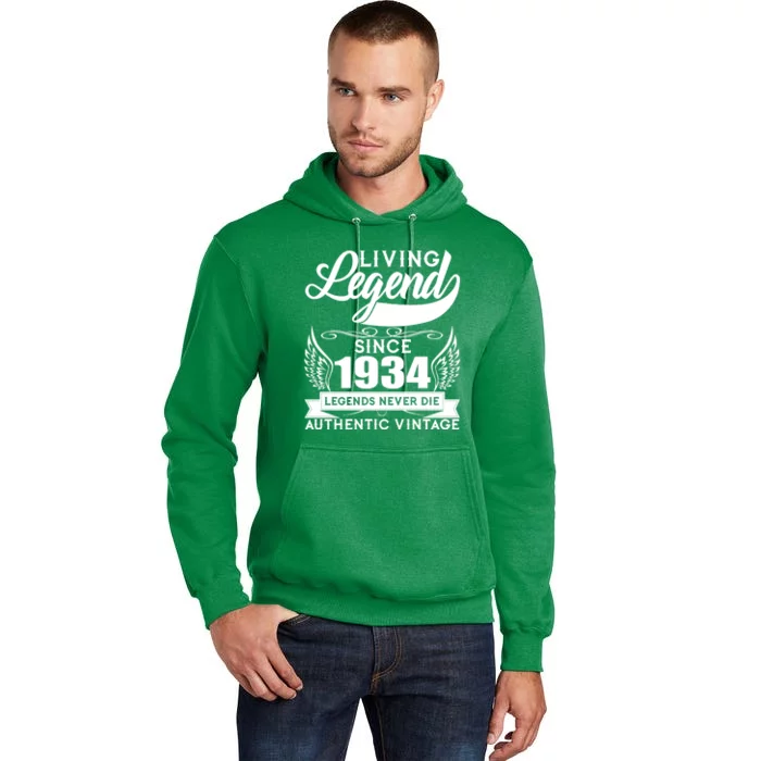 Authentic Vintage Living Legend Since 1934 Legends Never Die 90th Birthday Tall Hoodie