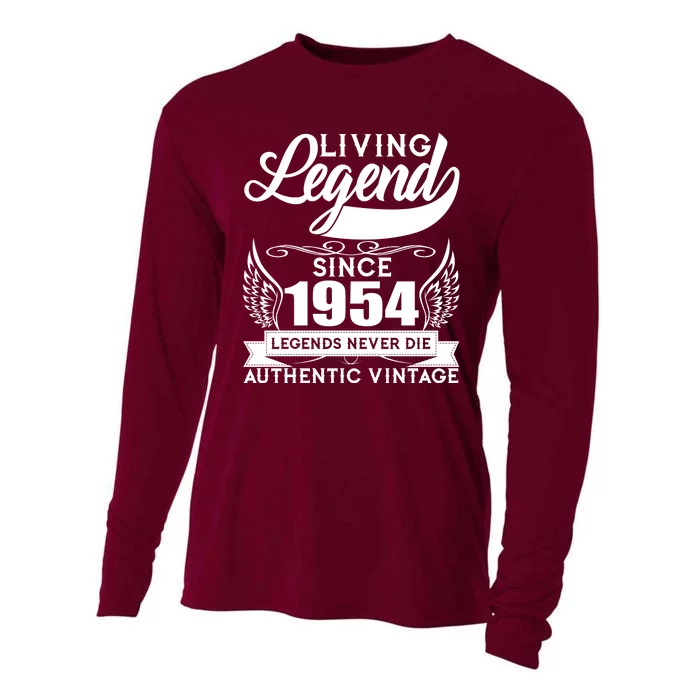 Authentic Vintage Living Legend Since 1954 Legends Never Die 70th Birthday Cooling Performance Long Sleeve Crew