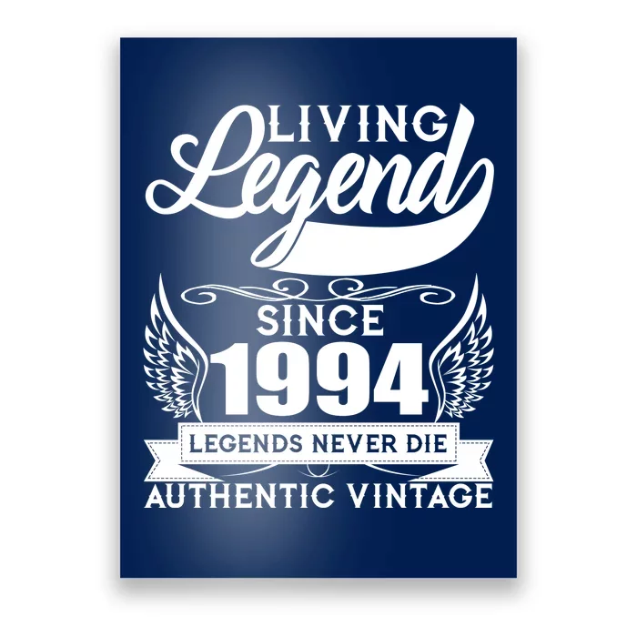 Authentic Vintage Living Legend Since 1994 Legends Never Die 30th Birthday Poster