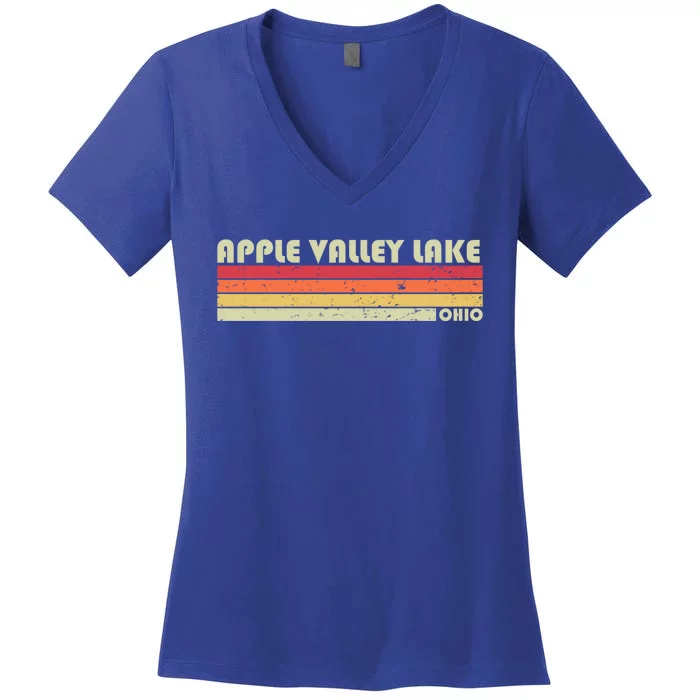 Apple Valley Lake Ohio Funny Fishing Camping Summer Gift Meaningful Gift Women's V-Neck T-Shirt