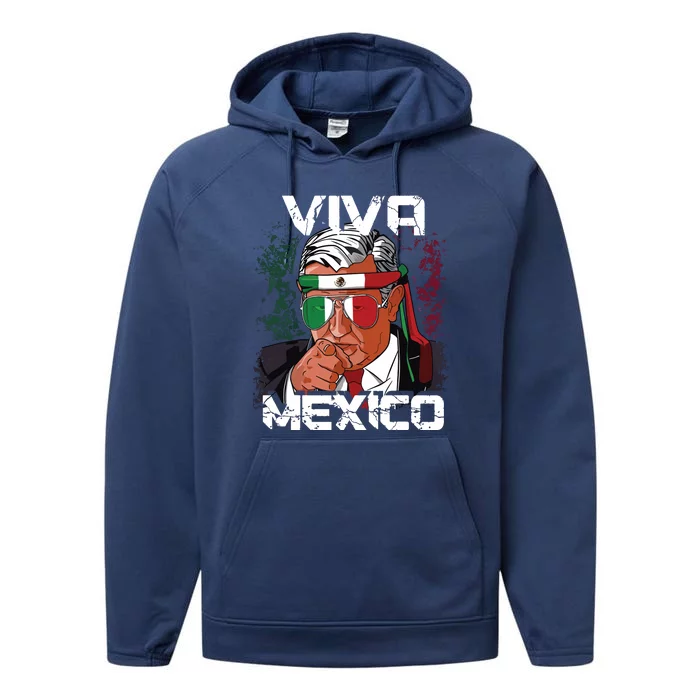 Amlo Viva Mexico Dia De Independencia Camiseta Gift Performance Fleece Hoodie