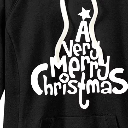 A Very Merry Christmas Tree Logo Women's Fleece Hoodie