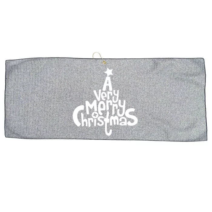 A Very Merry Christmas Tree Logo Large Microfiber Waffle Golf Towel