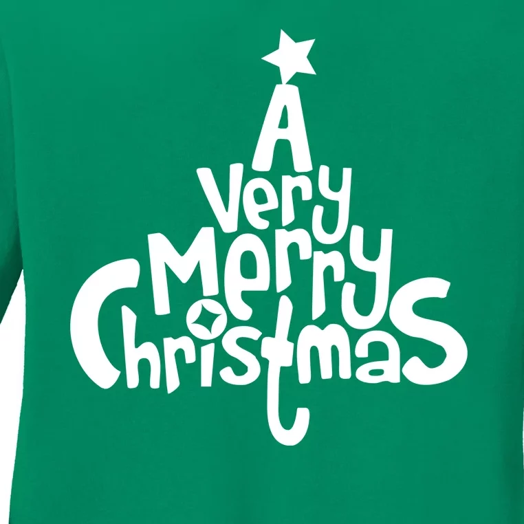 A Very Merry Christmas Tree Logo Ladies Long Sleeve Shirt