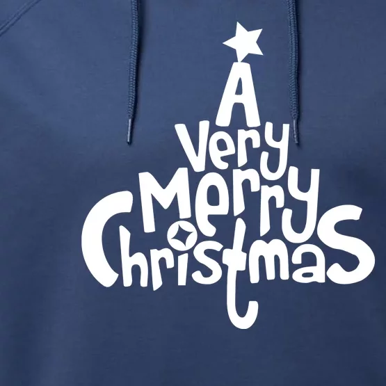 A Very Merry Christmas Tree Logo Performance Fleece Hoodie