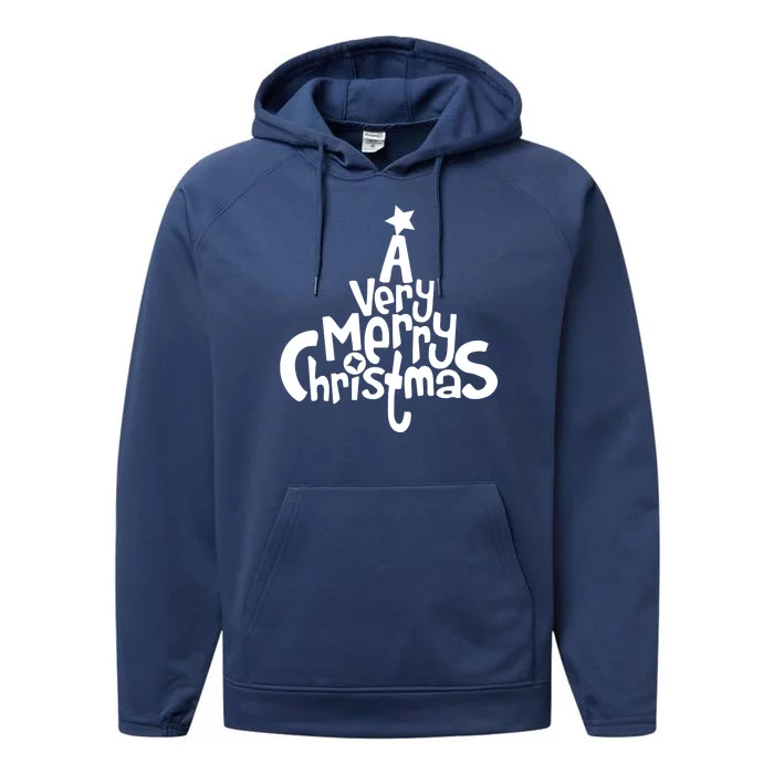 A Very Merry Christmas Tree Logo Performance Fleece Hoodie