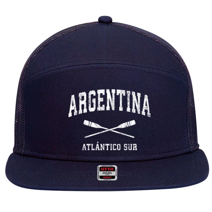 Argentina Vintage Nautical Paddles Sports Oars Gift 7 Panel Mesh Trucker Snapback Hat