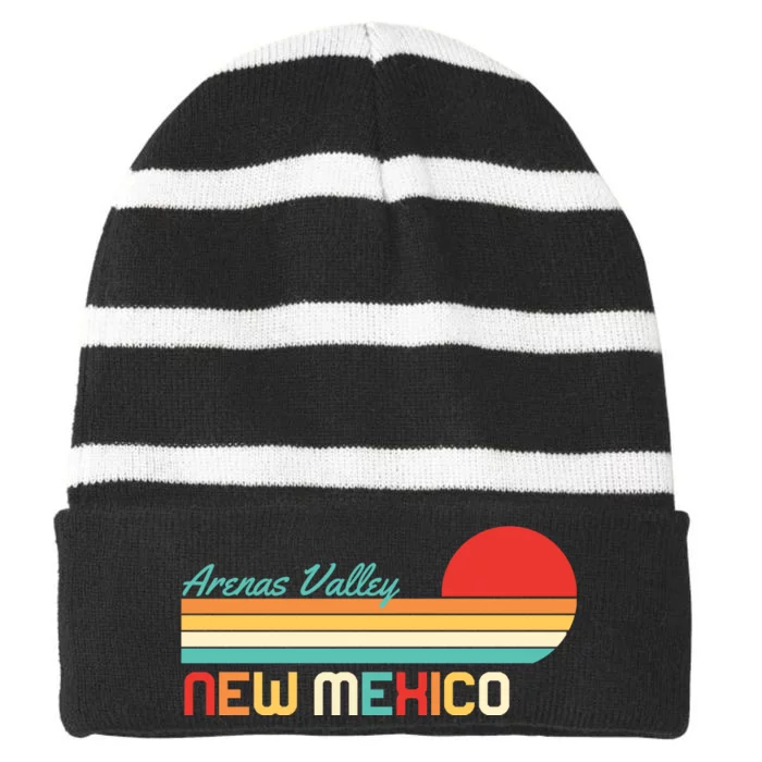 Arenas Valley New Mexico Retro Striped Beanie with Solid Band