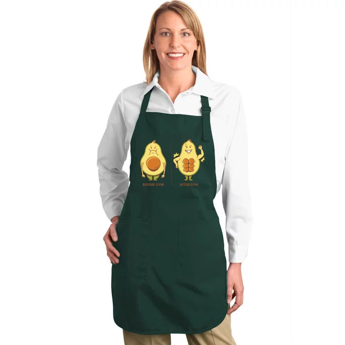 Avocado Gym Abs Full-Length Apron With Pocket