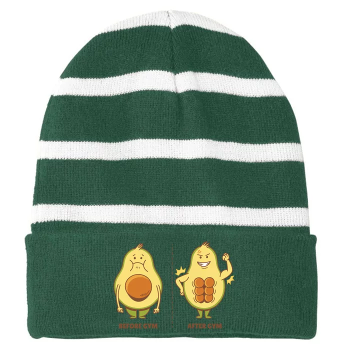 Avocado Gym Abs Striped Beanie with Solid Band