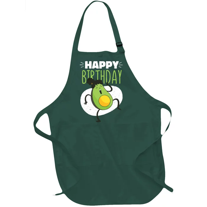 Avocado Happy Birthday Full-Length Apron With Pocket