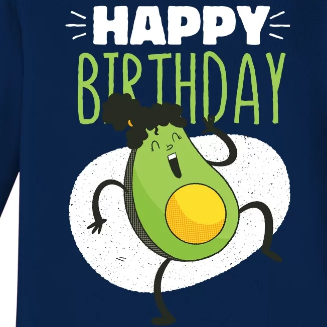 Avocado Happy Birthday Baby Long Sleeve Bodysuit