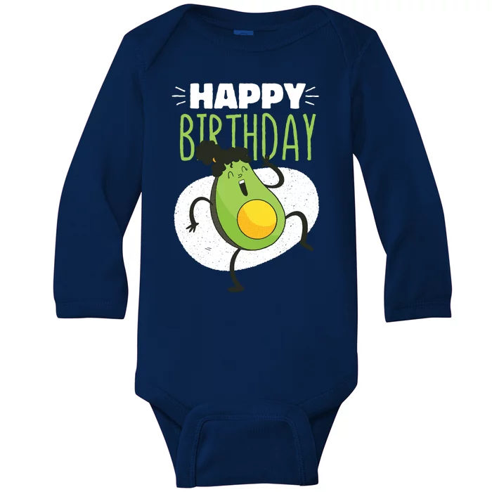 Avocado Happy Birthday Baby Long Sleeve Bodysuit