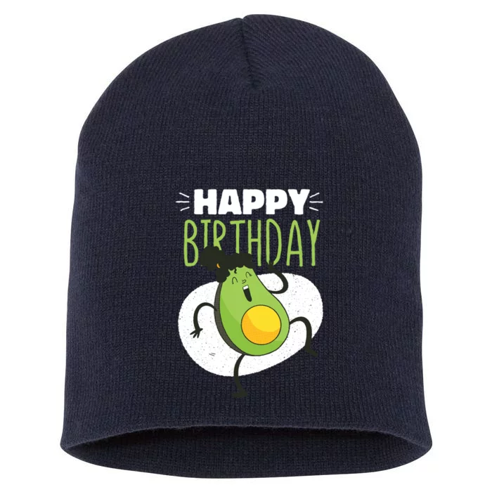 Avocado Happy Birthday Short Acrylic Beanie